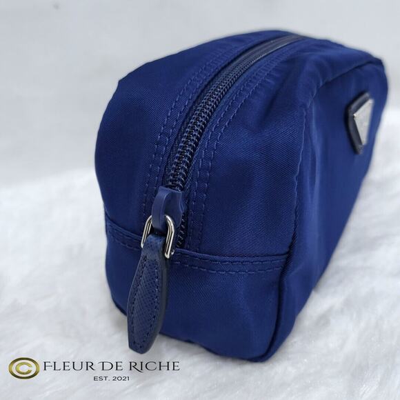 Prada Necessaire Nylon Cosmetic Case Blue Bleuette 1NA350 - Picture 3 of 13